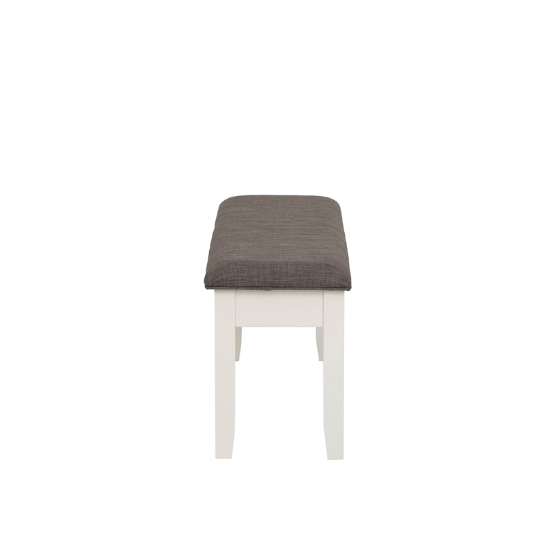 Linon Jane Storage Bench with Rustic Taupe Padded Top in Vanilla White Wood