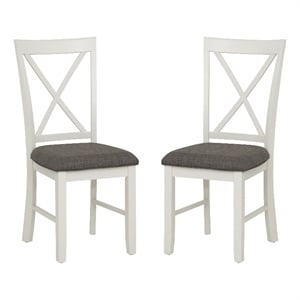 Linon Jane Set of Two X-Back Dining Side Chairs in Vanilla White Wood