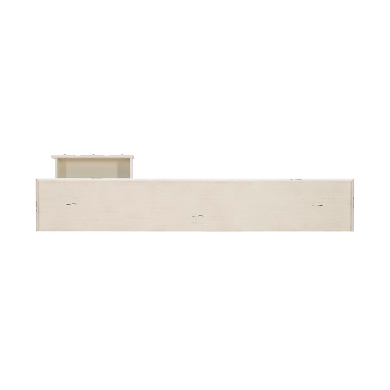 Linon Sadie Long Console Table with 4 Drawers and Shelf in Distressed Cream Wood