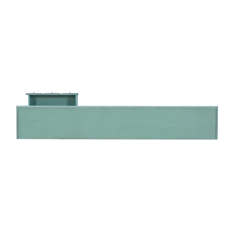 Linon Sadie Long Console Table with 4 Drawers and Shelf in Distressed Teal Wood