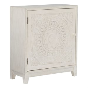 Linon Grace Storage Accent Cabinet in Smokey Off White Distressed Wood