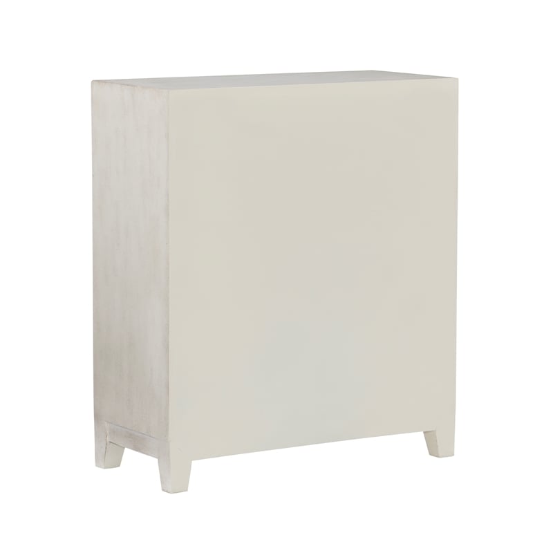 Linon Grace Storage Accent Cabinet in Smokey Off White Distressed Wood