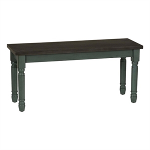 Linon Willow Wood 2 Tone Dining Bench in Distressed Teal Blue