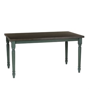 Linon Willow 2 Tone Dining Table in Distressed Teal Blue Wood