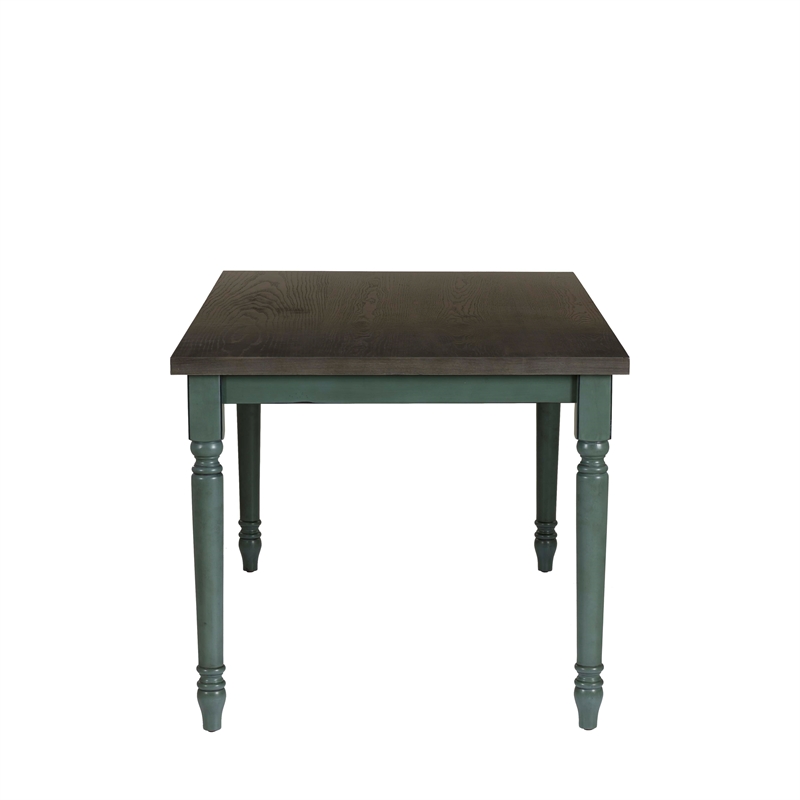 Linon Willow 2 Tone Dining Table in Distressed Teal Blue Wood