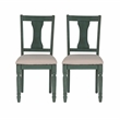 Linon Willow Wood Set of Two Upholstered Dining Side Chairs in Teal Blue