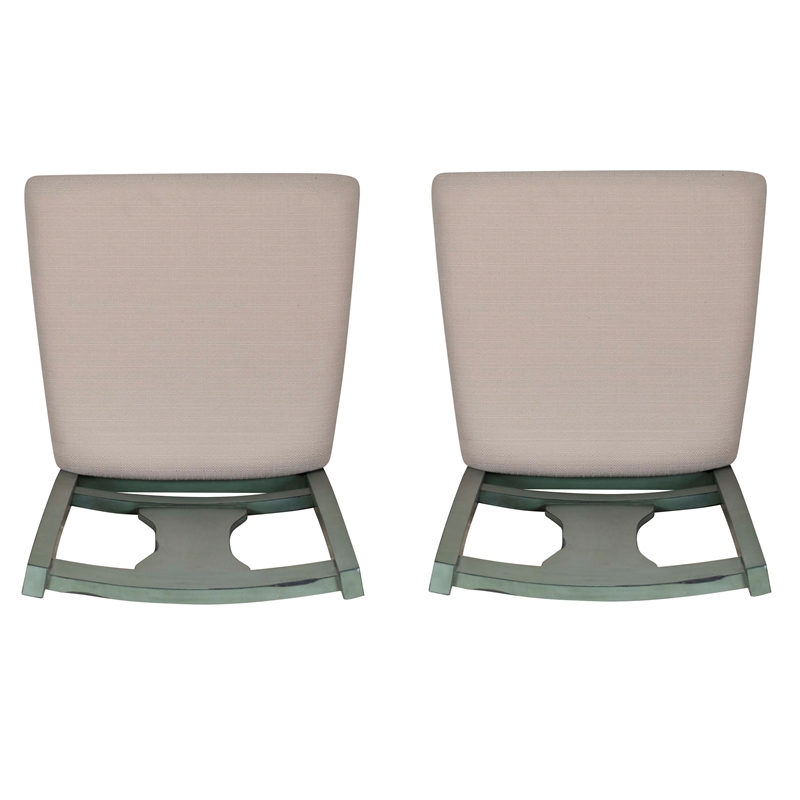 Linon Willow Wood Set of Two Upholstered Dining Side Chairs in Teal Blue
