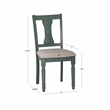 Linon Willow Wood Set of Two Upholstered Dining Side Chairs in Teal Blue