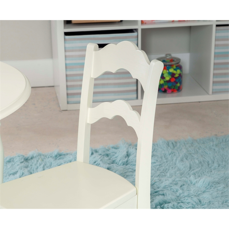 Linon Madi Youth Wood Table and Two Chair Set in Vanilla White