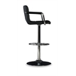 Linon Chrome Quilted Faux Leather Gas Lift Swivel Bar Stool with Arms in Black