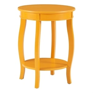 Linon Wren 18.5&quot Round Accent End Table with Shelf in Bright Yellow Painted Wood