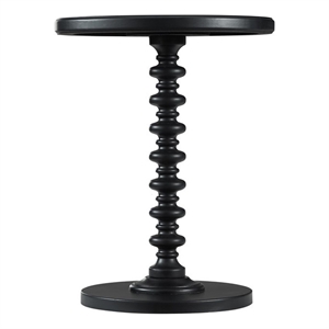 Linon Spectrum 18.5&quot Round Spindle Accent Table in Black Painted Wood