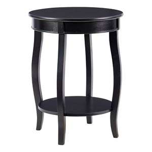 Linon Wren 18.5&quot Round Accent End Table with Shelf in Black Painted Wood