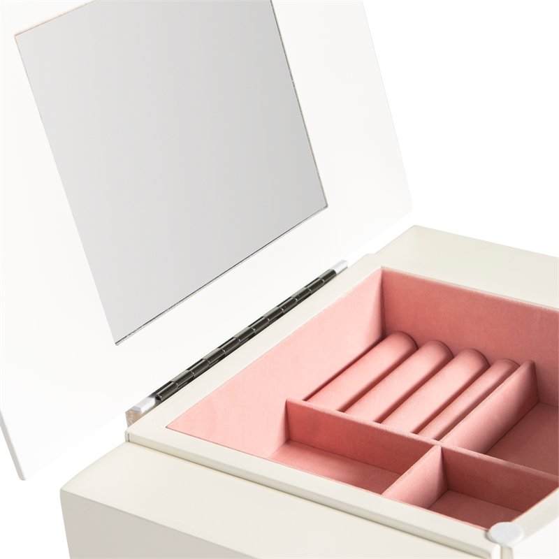 Linon Jasmine Jewelry Armoire Crystal Drawer Pulls Pink Lining in White Wood