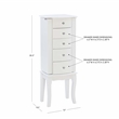 Linon Jasmine Jewelry Armoire Crystal Drawer Pulls Pink Lining in White Wood