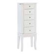 Linon Jasmine Jewelry Armoire Crystal Drawer Pulls Pink Lining in White Wood