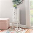 Linon Jasmine Jewelry Armoire Crystal Drawer Pulls Pink Lining in White Wood