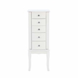 Linon Jasmine Jewelry Armoire Crystal Drawer Pulls Pink Lining in White Wood