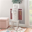 Linon Jasmine Jewelry Armoire Crystal Drawer Pulls Pink Lining in White Wood