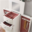 Linon Jasmine Jewelry Armoire Crystal Drawer Pulls Pink Lining in White Wood