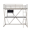 Linon Henley Student Loft Metal Twin Bed Lower Desk Unit in Pewter Finish