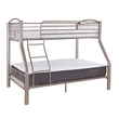 Linon Heavy Metal Twin Over Full Bunk Bed Attached Ladder in Pewter