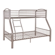 Linon Heavy Metal Twin Over Full Bunk Bed Attached Ladder in Pewter