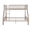 Linon Heavy Metal Twin Over Full Bunk Bed Attached Ladder in Pewter