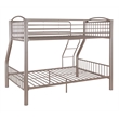 Linon Heavy Metal Twin Over Full Bunk Bed Attached Ladder in Pewter