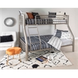 Linon Heavy Metal Twin Over Full Bunk Bed Attached Ladder in Pewter
