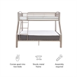 Linon Heavy Metal Twin Over Full Bunk Bed Attached Ladder in Pewter