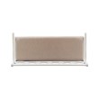 Linon Elliana Storage Bench Beige Padded Seat Cutout Back Design in White Wood