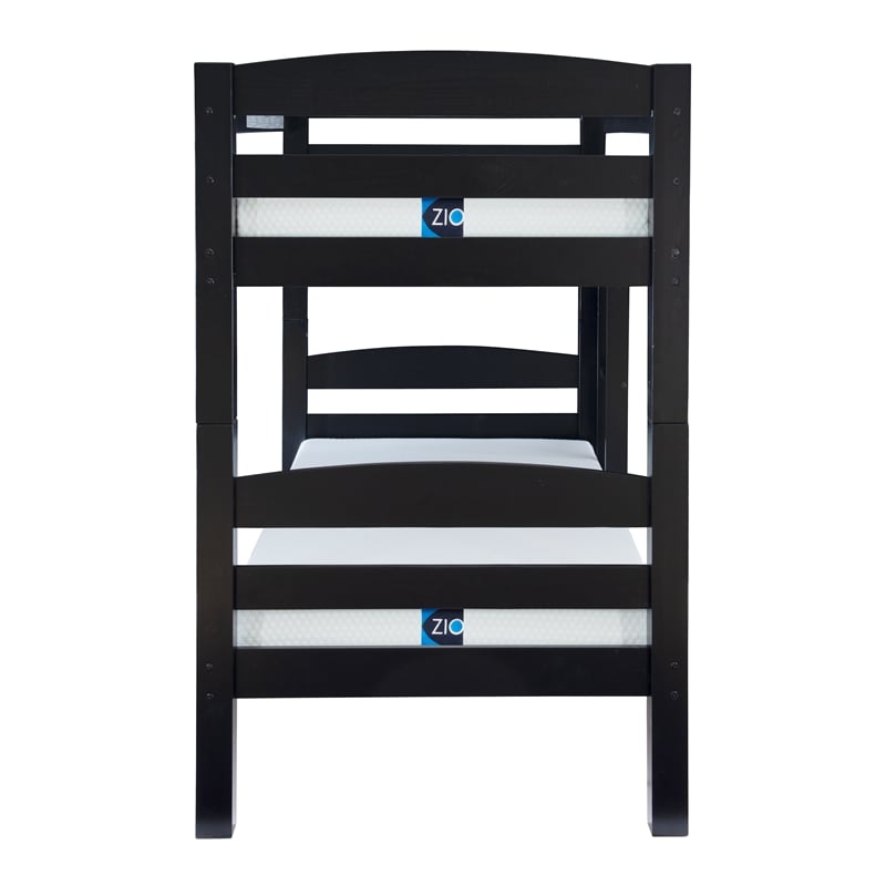Linon Levi Twin over Twin Wood Bunk Bed in Black