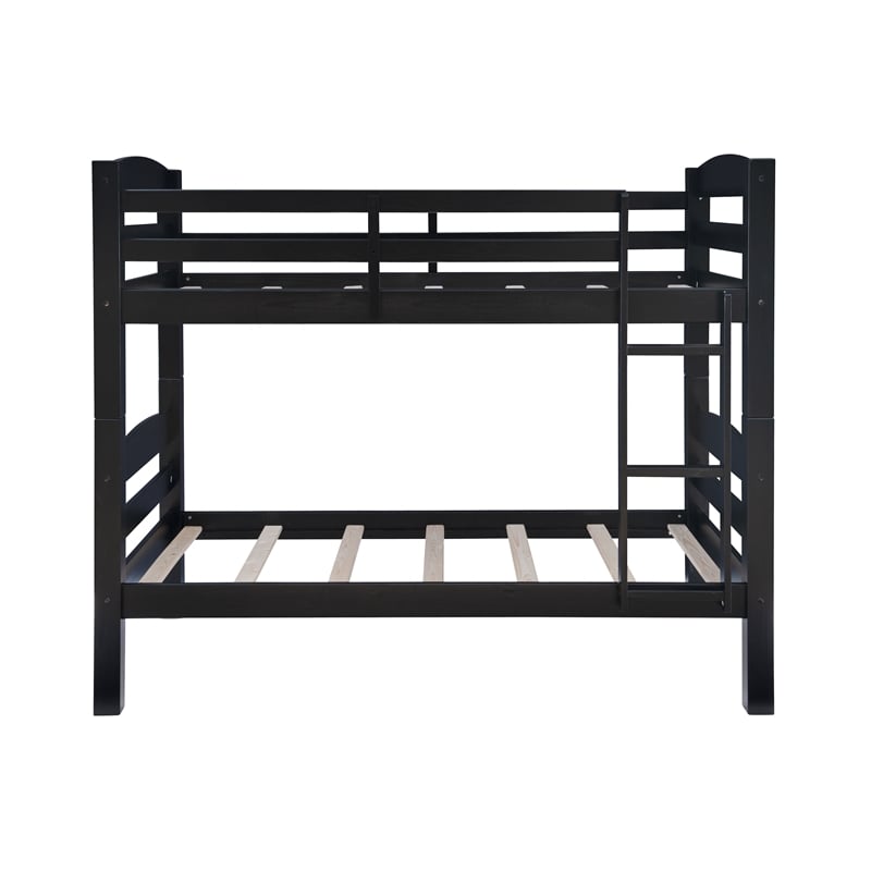 Linon Levi Twin over Twin Wood Bunk Bed in Black