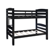Linon Levi Twin over Twin Wood Bunk Bed in Black