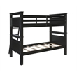 Linon Beckett Twin over Twin Pine Wood Bunk Bed Heavy Duty Wood Slats in Black