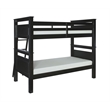 Linon Beckett Twin over Twin Pine Wood Bunk Bed Heavy Duty Wood Slats in Black