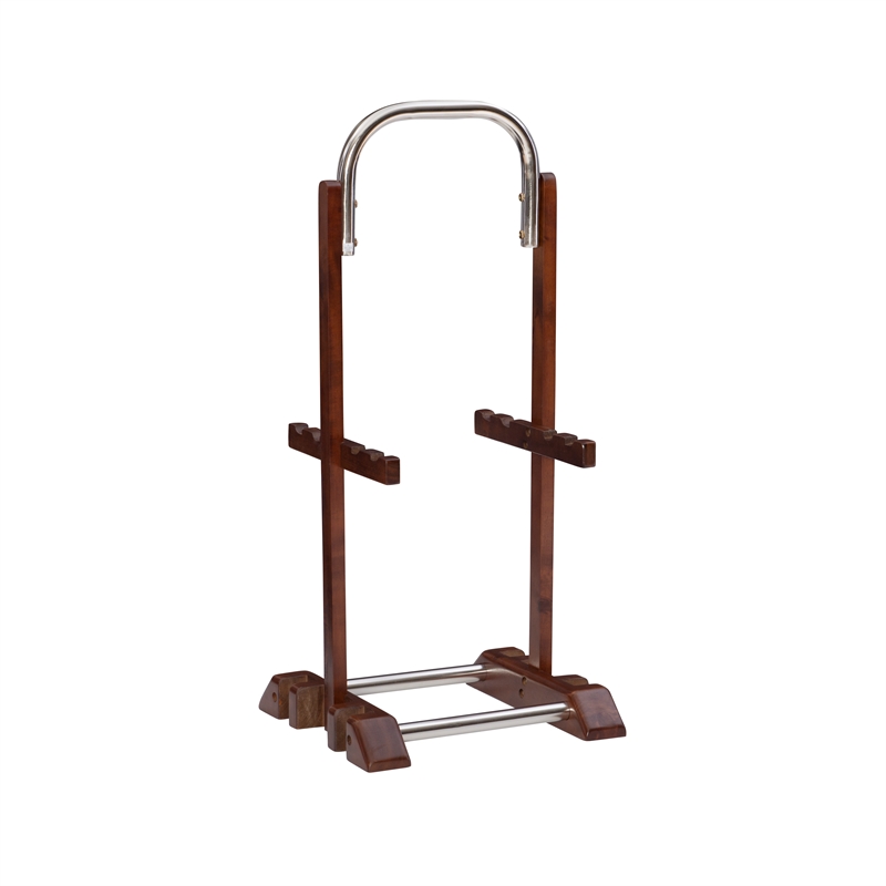 Linon Burke Wood 5 Piece Oversized Tray Table Set Chrome Handle in Dark Cherry