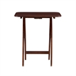 Linon Burke Wood 5 Piece Oversized Tray Table Set Chrome Handle in Dark Cherry
