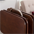 Linon Burke Wood 5 Piece Oversized Tray Table Set Chrome Handle in Dark Cherry