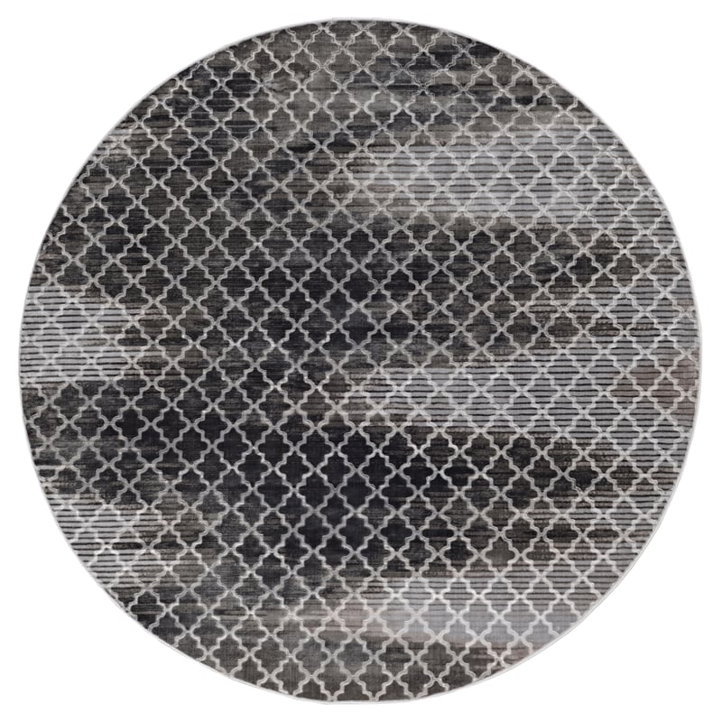 Linon Evolution Trellis Zigzag Power Loomed Polyester 8'R Rug in Gray