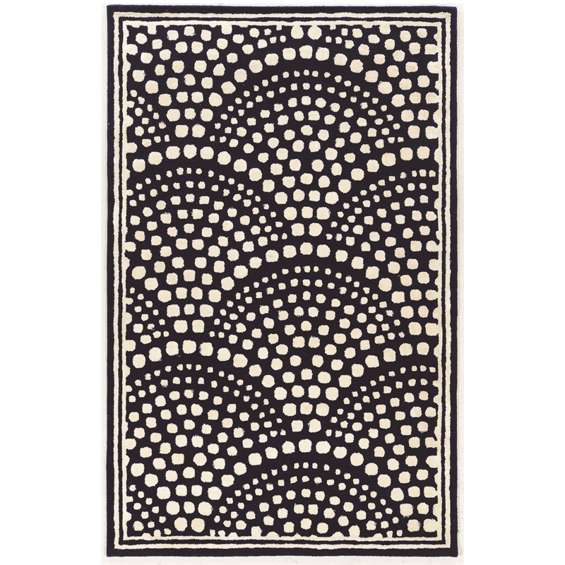 Linon Aspire Scallop Hand Tufted Wool 5'x8' Rug in Navy