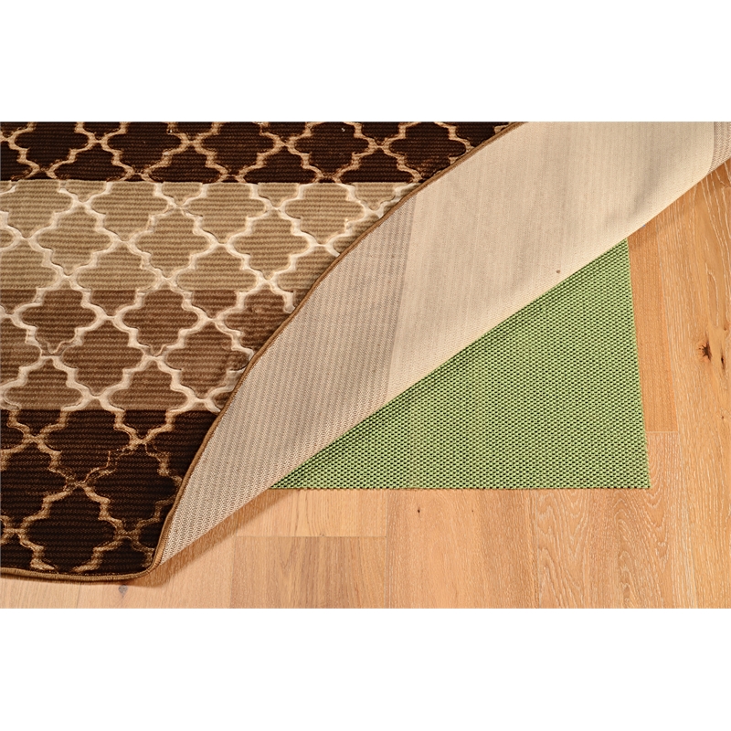 Linon Evolution Trellis Stripes Power Loomed Polyester 8'R Rug in Beige