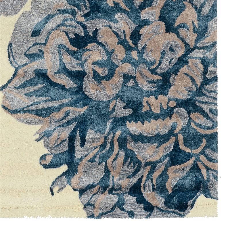Linon Aspire Floral Hand Tufted Wool 2'x3' Rug in Beige