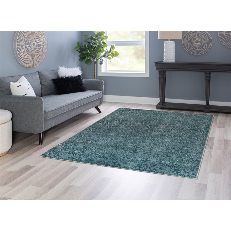 Linon Evolution Damask Power Loomed Polyester 5'x7'6
