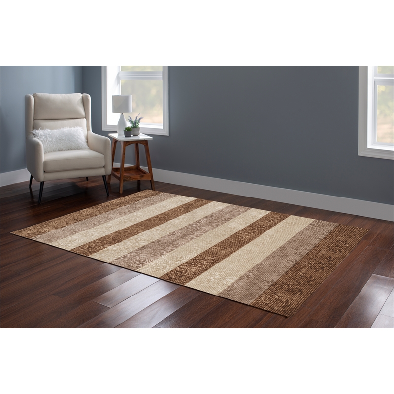 Linon Evolution Damask Stripe Power Loomed Polyester 5'x7'6