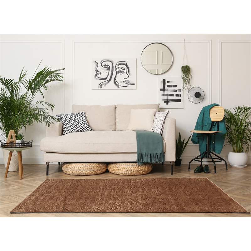 Linon Evolution Damask Power Loomed Polyester 5'x7'6