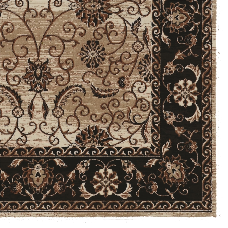 Linon Vintage Isfahan Power Loomed Microfiber Polyester 2'x3' Rug in Ivory
