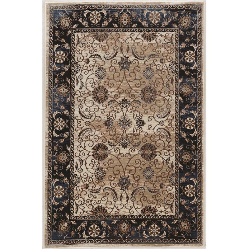 Linon Vintage Isfahan Power Loomed Microfiber Polyester 2'x3' Rug in Ivory