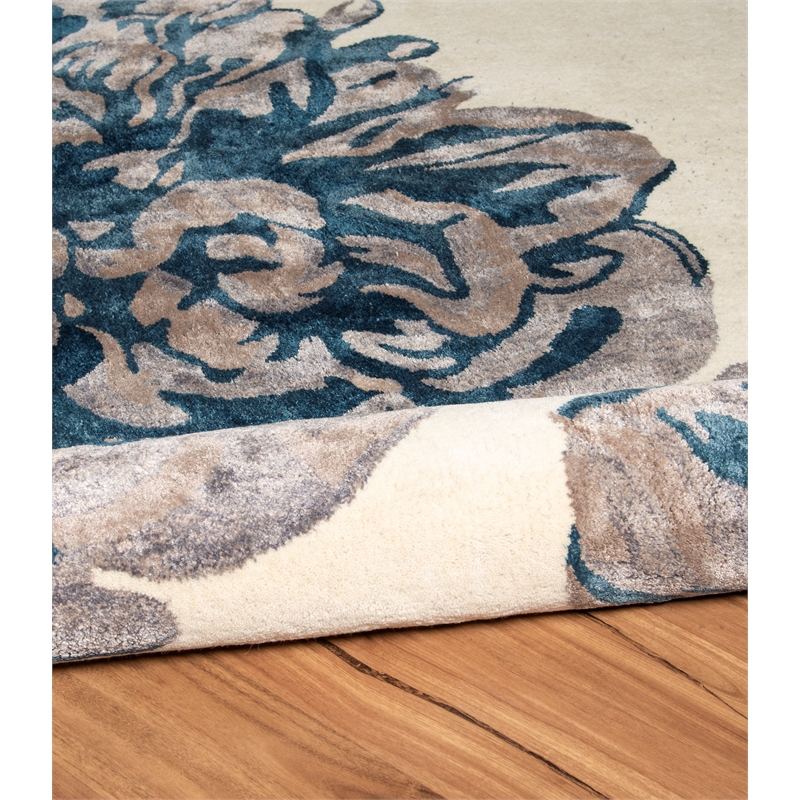 Linon Aspire Floral Hand Tufted Wool 5'x8' Rug in Beige